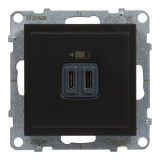 LEGRAND - GNIAZDO ŁADOWARKA PODWÓJNA USB TYP C + C 3 A 5V CZARNY SUNO - 721431