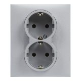 LEGRAND - GNIAZDO SCHUKO 2X2P+Z Z PRZESŁONĄ - ZACISKI AUTOMATYCZNE (MONOBLOK) ALUMINIUM SUNO - 721326