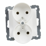 LEGRAND - GNIAZDO PODWÓJNE Z UZIEMIENIEM 2X2+Z Z PRZESŁONAMI 16A 250V ZACISKI ŚRUBOWE BIAŁY SUNO - 721191