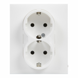 LEGRAND - GNIAZDO PODWÓJNE SCHUKO 2X2P+Z KOMPLETNE Z PRZESŁONAMI ZACISKI AUTOMATYCZNE BIAŁY SUNO - 721126