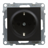 LEGRAND - GNIAZDO POJEDYNCZE SCHUKO 2P+Z 16 A 250V Z PRZEŁONĄ  ZACISKI AUTOMATYCZNE CZARNY SUNO - 721420