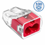 SIMET - SZYBKOZŁĄCZKA SCP2 WTYKOWA DO DRUTÓW 0.75 - 4 mm2 I WIELODRUTÓW 1.5 - 2.5mm2  2 TORY 32A 450V TRANSPARENTNY CZERWONY SERIA IDEALNA OPAKOWANIE 100 SZT - 88000001