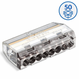SIMET - SZYBKOZŁĄCZKA SCP8 WTYKOWA DO DRUTÓW 0.75 - 4 mm2 I WIELODRUTÓW 1.5 - 2.5mm2 8 TORÓW 24A 450V TRANSPARENTNY FIOLETOWY SERIA IDEALNA OPAKOWANIE 50 SZT.  - 88000007