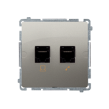 KONTAKT SIMON - Gniazdo komputerowe RJ45 kat.5e + telefoniczne RJ11 (moduł). Montaż gniazda na wkręty do puszki; satynowy - BMF5T.02/29