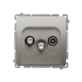 KONTAKT SIMON - Gniazdo antenowe satelitarne podwójne końcowe SAT-SAT-RTV, (moduł). 2xwejście: SAT: 5–2400 MHz, RTV: 5–862 MHz; satynowy - BMZAR+SAT3.1-P2.01/29