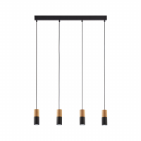 TK-LIGHTING SP. Z O.O. - ELIT BLACK/WOOD LAMPA WISZĄCA 4 PŁ - 6311