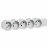 LEGRAND - PRZEDŁUŻACZ STANDARD 5X2P+Z BEZ PRZEWODU (WIELOGNIAZDOWY BLOK PRZENOSNY) BIAŁU JASNOSZARY HELMO - 049498