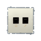 KONTAKT SIMON - Gniazdo komputerowe RJ45 kat.5e + telefoniczne RJ11 (moduł). Montaż gniazda na wkręty do puszki; beż - BMF5T.02/12