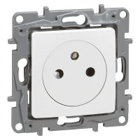 LEGRAND - GNIAZDO POJEDYNCZE Z UZIEMIENIEM 2P+Z PŁASKIE Z PRZESŁONAMI ZACISKI AUTOMATYCZNE 16A 250V BIAŁY NILOE - 664737