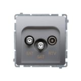 KONTAKT SIMON - Gniazdo antenowe satelitarne podwójne końcowe SAT-SAT-RTV, (moduł). 2xwejście: SAT: 5–2400 MHz, RTV: 5–862 MHz; stal inox - BMZAR+SAT3.1-P2.01/21