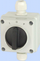 ELEKTROMET DZIERŻONIÓW - ŁĄCZNIK KRZYWKOWY W OBUDOWIE 12A 1 BIEGUN ŁUK E12-43 ZMIANA KIERUNKU OBROTÓW L-0-P IP65 - 921243