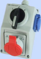 ELEKTROMET DZIERŻONIÓW - ZESTAW INSTALACYJNY 16A 3P+N+Z + GNIAZDO 2P+Z IP54 PRZEŁĄCZNIK  L-0-P C16-48.1N  - 971614