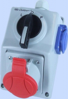 ELEKTROMET DZIERŻONIÓW - ZESTAW INSTALACYJNY 32A 3P+N+Z + GNIAZDO 2P+Z IP54 PRZEŁĄCZNIK L-0-P C32-48.1N  - 974014