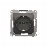 KONTAKT SIMON - Gniazdo Schuko z przesłonami (moduł) 16A, 250V~, szybkozłącza; antracyt - DGSz1CZ.01/48