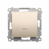 KONTAKT SIMON - Łącznik jednobiegunowy z podświetleniem LED (moduł) 10AX, 250V~, szybkozłącza; złoty mat - DW1L.01/44