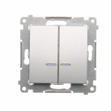 KONTAKT SIMON - ŁĄCZNIK ŚWIECZNIKOWY Z PODŚWIETLENIEM LED DO WERSJI IP44 ZACISKI AUTOMATYCZNE 10AX 250V SREBRNY MAT SIMON 54 - DW5BL.01/43