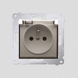 KONTAKT SIMON - Gniazdo wtyczkowe do wersji IP44 Z USZCZELKĄ (moduł) 16A, 250V~, zaciski śrubowe, klapka transparentna; kremowy  *Uszczelka do ramek S54 PREMIUM - DGZ1BZ.01/41A